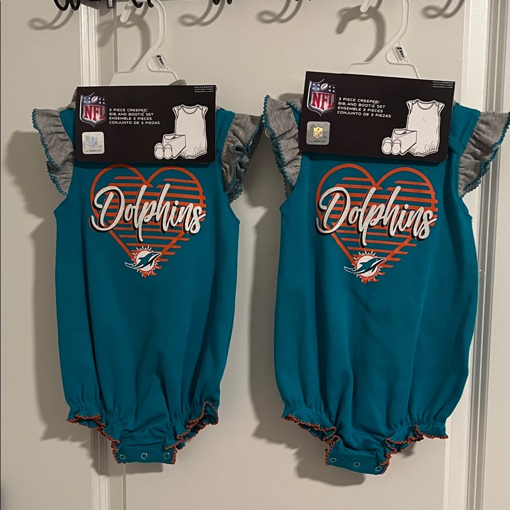 NFL Miami Dolphins Teal Baby Romper Set